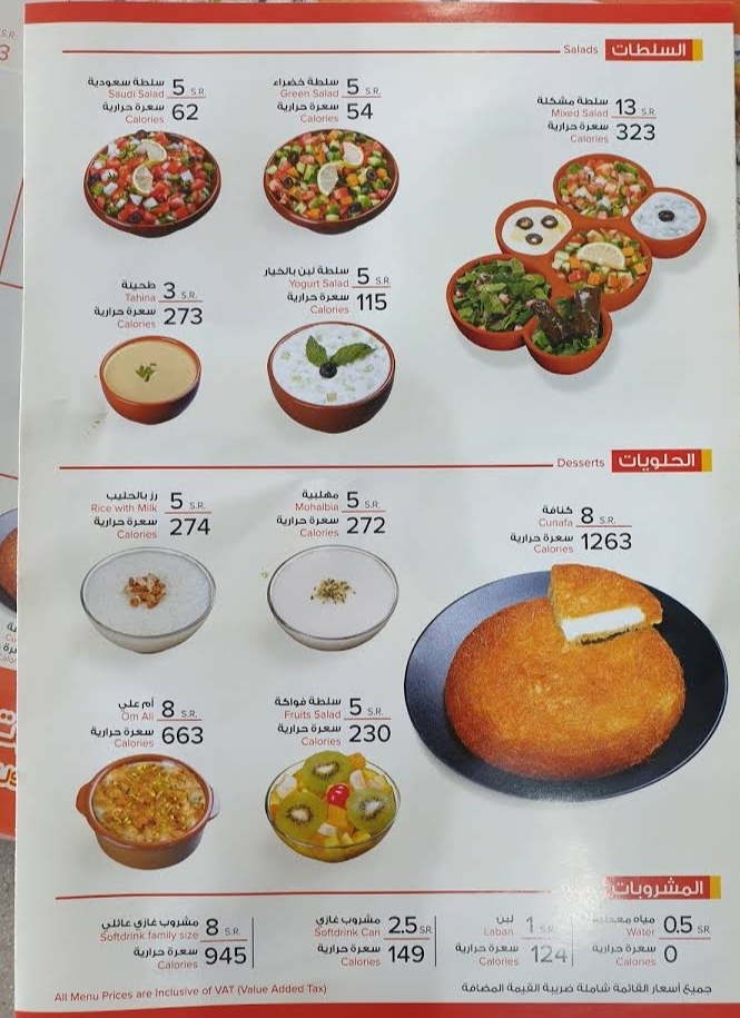 Shawaya House Restaurant menu