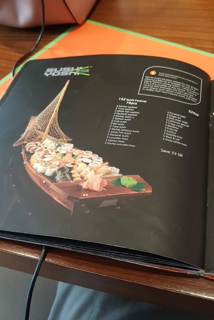 New Sushi Yoshi restaurant menu