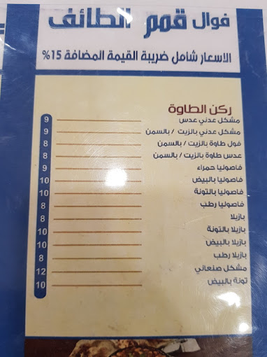 مطعم فوال قمم الطائف الدرعية (الأسعار+ المنيو+ الموقع) - كافيهات و ...